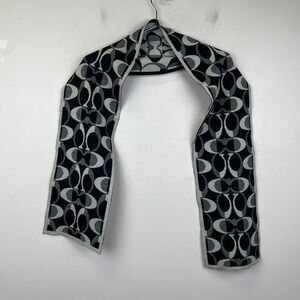 Coach Scarf Silver Black Signature C Logo